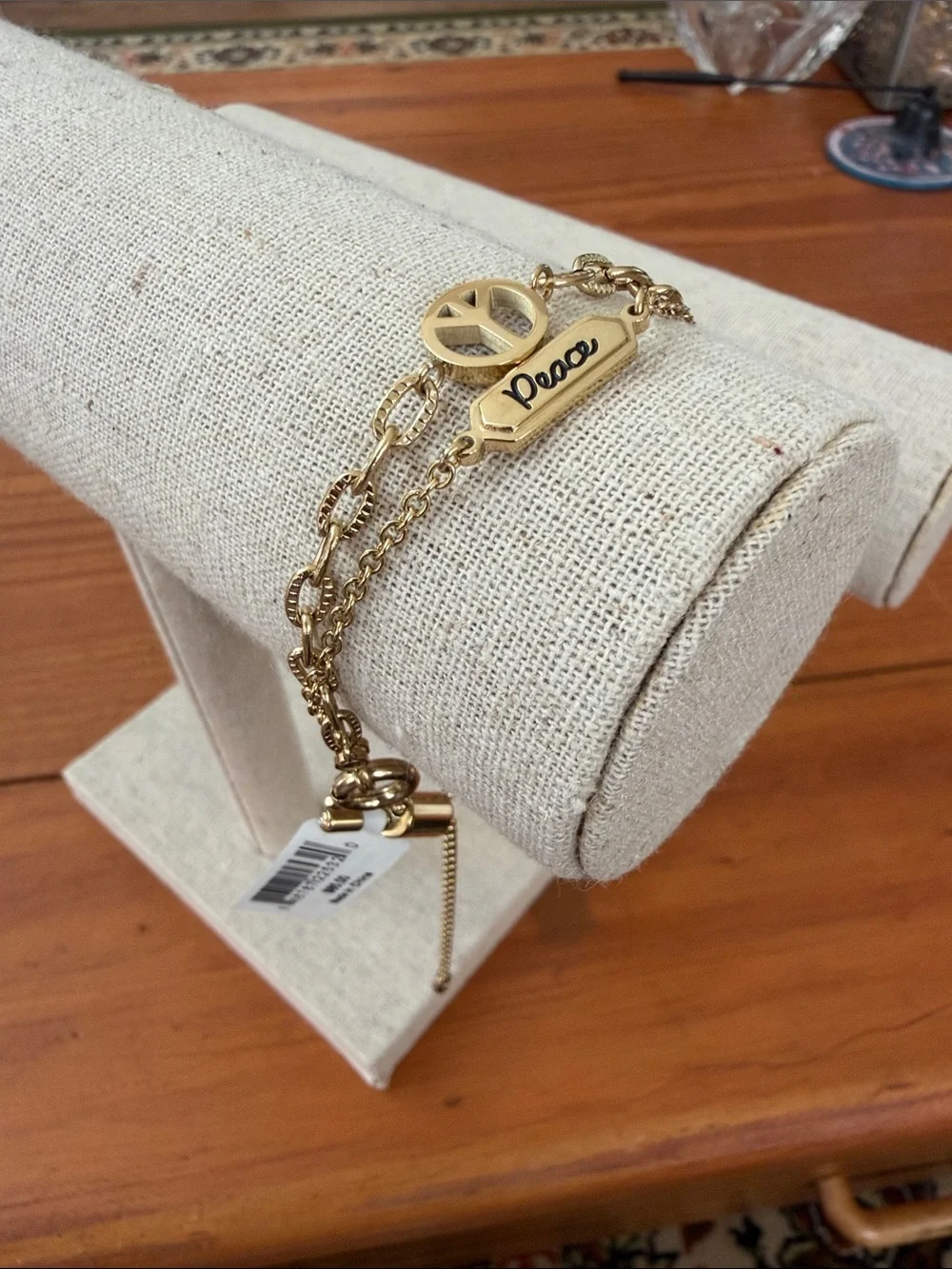 Alex and Ani Gold Tone Peace Charm Adjustable Bracelet, NWT